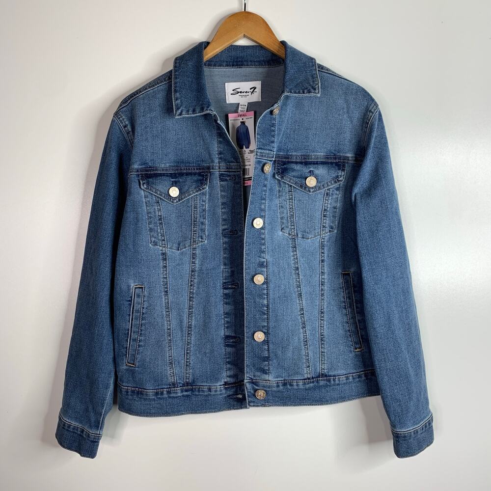 NEW Women's Denim Trucker Jean Jacket Seven7 Size Small